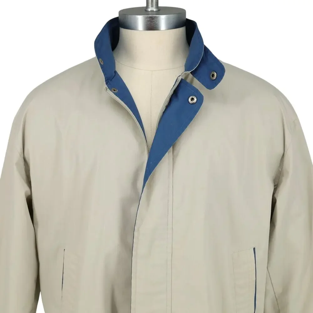 Members Only Jacket Mens Large Beige Full Zip Lightweight Pockets Lined Vintage